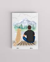 MyHappyMoments Mann mit Hund - Personalisierter Kunstdruck (Poster, Leinwand)