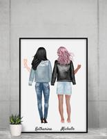 MyHappyMoments Beste Freundinnen (bis zu 5 Personen)- Personalisierter Kunstdruck (Poster, Leinwand)