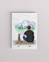 MyHappyMoments Mann mit Katze - Personalisierter Kunstdruck (Poster, Leinwand)