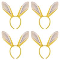 10x stuks konijnen/bunny oren geel met wit voor volwassenen