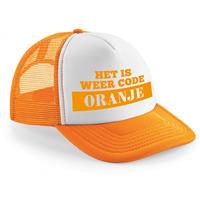 Bellatio Oranje/ wit Code oranje snapback cap/ truckers pet dames en heren - Oranje petjes -