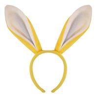 Konijnen/bunny oren geel met wit voor volwassenen