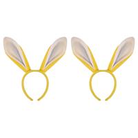 2x stuks konijnen/bunny oren geel met wit voor volwassenen