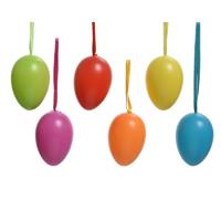 Decoris 6x Gekleurde plastic/kunststof decoratie eieren/Paaseieren 6 cm -