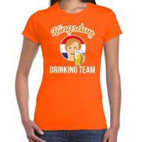 Bellatio Kingsday drinking team t-shirt oranje voor dames