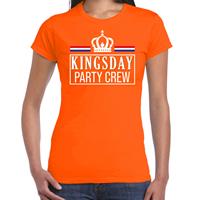 Bellatio Kingsday party crew t-shirt oranje met witte letters voor dames