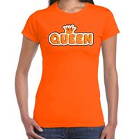 Bellatio Queen in cartoon letters t-shirt oranje voor dames