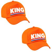 Bellatio 2x stuks king pet / cap oranje Koningsdag/ EK/ WK -