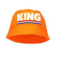 Bellatio Decorations King bucket hat / zonnehoedje oranje voor Koningsdag/ EK/ WK -