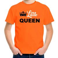 Bellatio Little queen t-shirt oranje voor kinderen