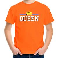 Bellatio Queen met kroon t-shirt oranje voor kinderen