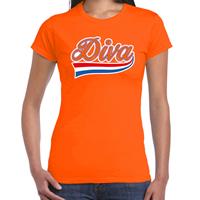 Bellatio Diva sierlijke wimpel t-shirt oranje voor dames