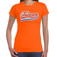 Bellatio Topper sierlijke wimpel t-shirt oranje voor dames