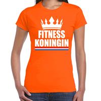 Bellatio Fitness koningin t-shirt oranje dames - Sport / hobby shirts -