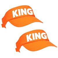 Bellatio 2x stuks oranje King zonneklep met Nederlandse vlag voor Koningsdag/ EK/ WK -