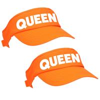 Bellatio 2x stuks oranje Queen zonneklep met Nederlandse vlag voor dames