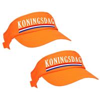 Bellatio 4x stuks oranje Koningsdag zonneklep met Nederlandse vlag voor dames