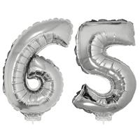 65 jaar leeftijd feestartikelen/versiering cijfer ballonnen op stokje van cm -