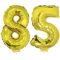 85 jaar leeftijd feestartikelen/versiering cijfer ballonnen op stokje van cm -