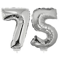 75 jaar leeftijd feestartikelen/versiering cijfer ballonnen op stokje van cm -