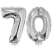 70 jaar leeftijd feestartikelen/versiering cijfer ballonnen op stokje van cm -