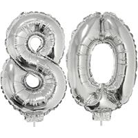 80 jaar leeftijd feestartikelen/versiering cijfer ballonnen op stokje van cm -