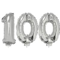 100 jaar leeftijd feestartikelen/versiering cijfer ballonnen op stokje van cm -