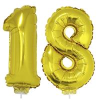18 jaar leeftijd feestartikelen/versiering cijfer ballonnen op stokje van cm -
