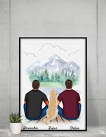 MyHappyMoments Männer mit Hunden - Personalisierter Kunstdruck (Poster, Leinwand)