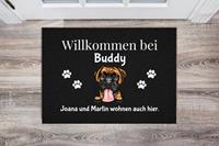 MyHappyMoments Individuelle Haustier Fußmatte schwarz (Hunde / Katzen) - Willkommen