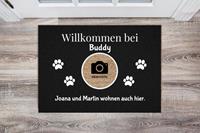 MyHappyMoments Individuelle Foto-Fußmatte für Haustierbesitzer - Willkommen (schwarz)
