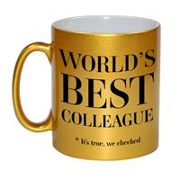 Bellatio Gouden Worlds best colleague cadeau koffiemok / theebeker 330 ml - Cadeau mokken -