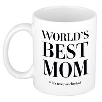 Bellatio Worlds best mom cadeau koffiemok / theebeker wit 330 ml - Cadeau mokken / Moederdag -