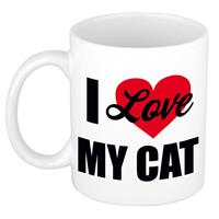 Bellatio I love my cat / Ik hou van mijn kat / poes cadeau mok / beker wit 300 ml - Cadeau mokken -