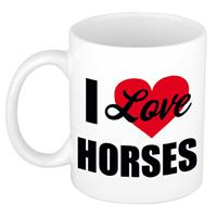Bellatio Decorations I love my horses / Ik hou van mijn paarden cadeau mok / beker wit 300 ml - Cadeau mokken -