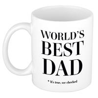 Bellatio Worlds best dad cadeau koffiemok / theebeker wit 330 ml - Cadeau mokken / Vaderdag -