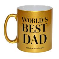 Bellatio Gouden Worlds best dad cadeau koffiemok / theebeker 330 ml - Cadeau mokken -