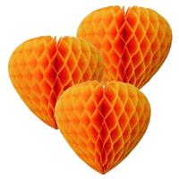 Funny Fashion Set van 6x stuks oranje feestversiering decoratie hart 30 cm van papier -
