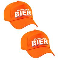 Bellatio 2x stuks wij Willem BIER supporter pet / cap oranje voor Koningsdag/ EK/ WK -