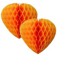 Funny Fashion Set van 10x stuks oranje feestversiering decoratie hart 30 cm van papier -