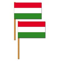 2x stuks luxe zwaaivlag/handvlag Hongarije 30 x 45 cm op stok -