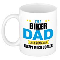 Bellatio Biker dad mok / beker wit 300 ml - Cadeau mokken - Papa/ Vaderdag -