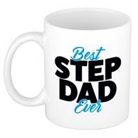 Bellatio Best step dad ever mok / beker wit 300 ml - Cadeau mokken - Papa/ Vaderdag -
