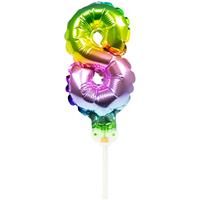 Feestbazaar Folieballon Taart Topper Regenboog Cijfer 8 - 13 cm