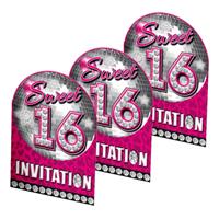 Folat Sweet 16 thema party uitnodigingskaarten 24x stuks -