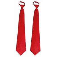 Funny Fashion 2x stuks rode carnaval/verkleed stropdas 46 cm voor volwassenen