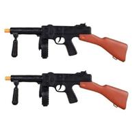 Merkloos 2x stuks Speelgoed machine geweer Tommy gun met geluid 50 cm -