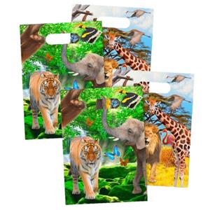 32x stuks Safari/jungle thema kinderfeestje feestzakjes/uitdeelzakjes 16,5 x 23 cm -