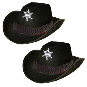 Faram Party 2x stuks verkleed cowboy hoed sheriff zwart volwassenen -