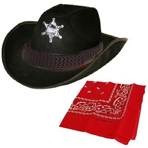 Faram Party Cowboy verkleed set Cowboyhoed met rode western zakdoek -